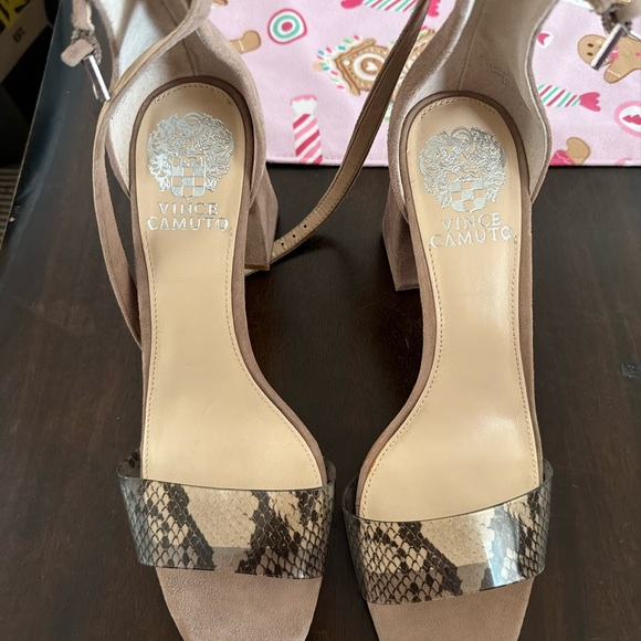 Vince Camuto Shoes - Vince Camuto Beige and Snakeskin Heels
